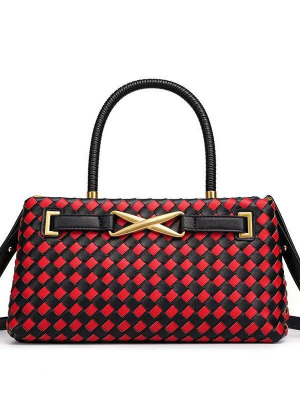 Women's Woven Retro Commuter Trendy Fashion Horizontal Women's Shoulder Bag