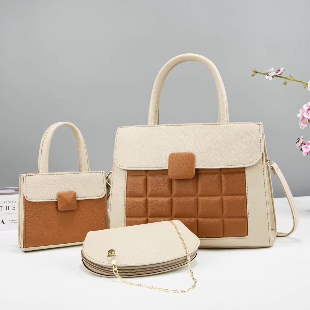 Women's Three-piece Commuter Niche Color Matching Portable Tote Bag