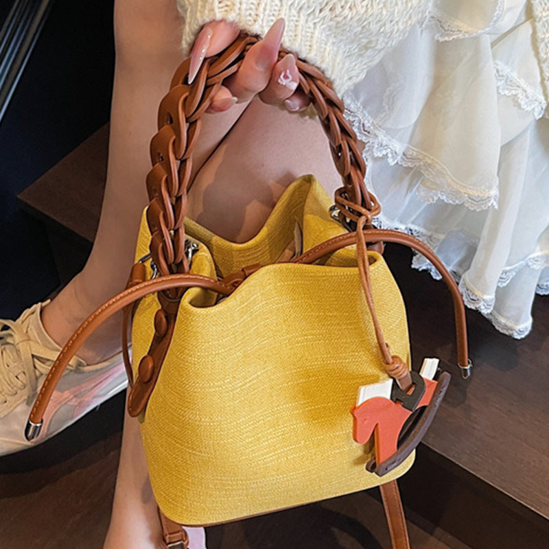 Minority Retro Texture Daily Trendy Patchwork Bucket Bags