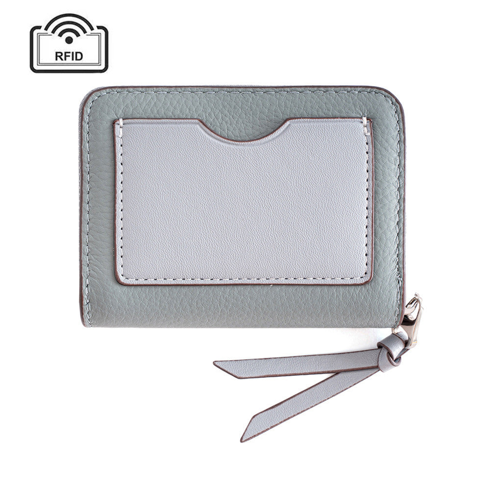 Women's Leather Made Korean Fashion Color Contrast First Layer Card Holder