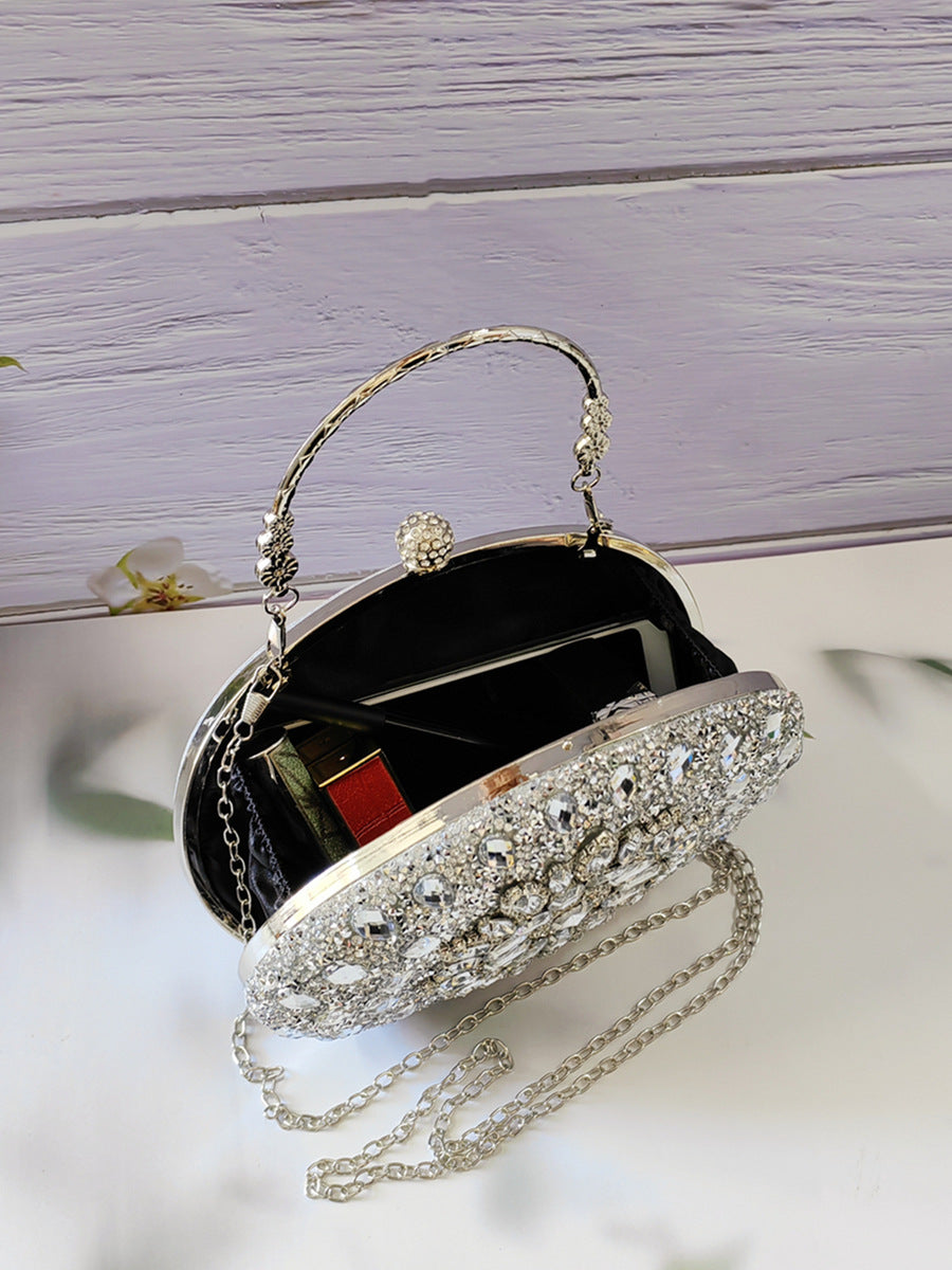 Shiny Round Clip Bridal With Chain Handbags