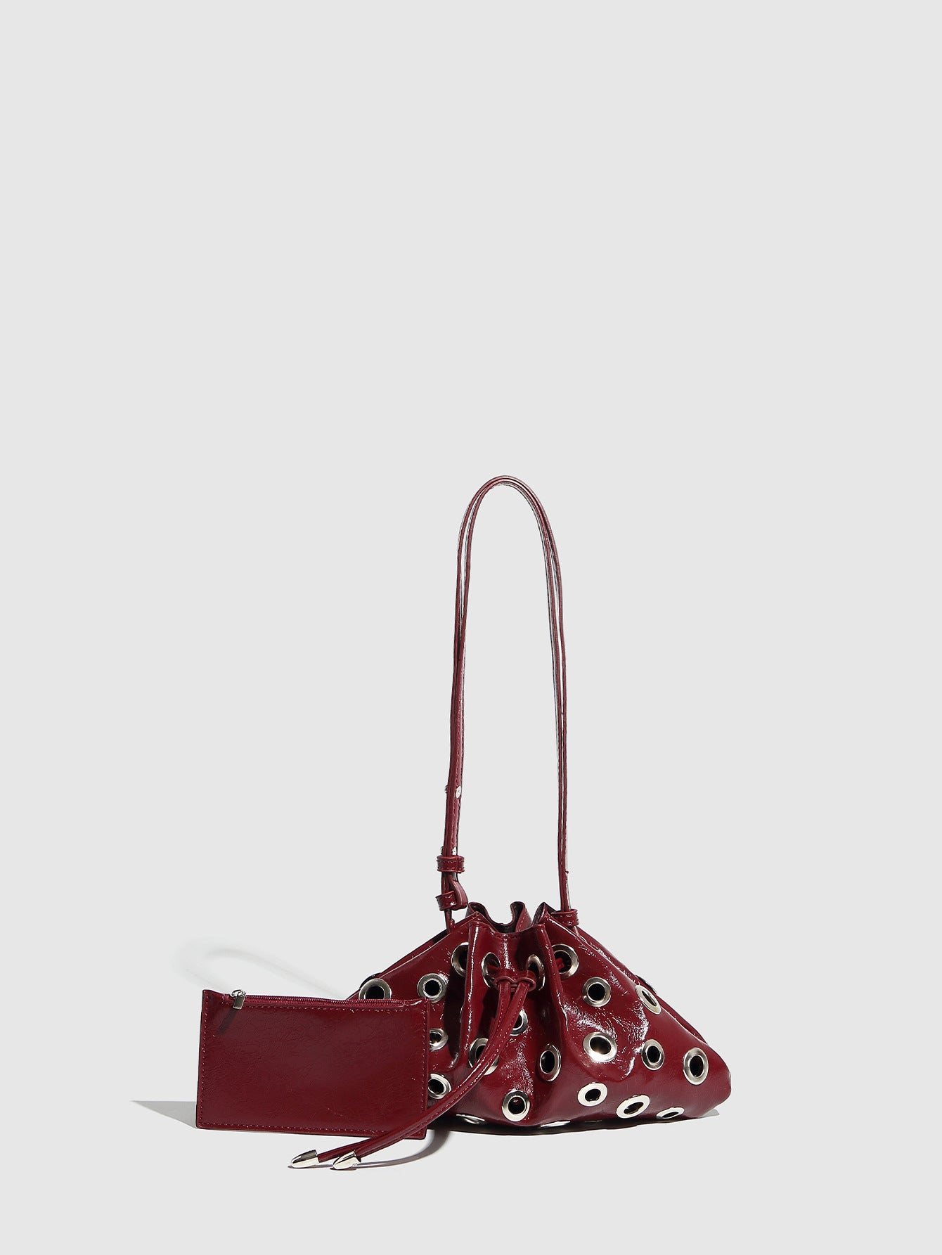 Women's Metal Rivet Hollow Eyelet Drawstring Women's Messenger Bag