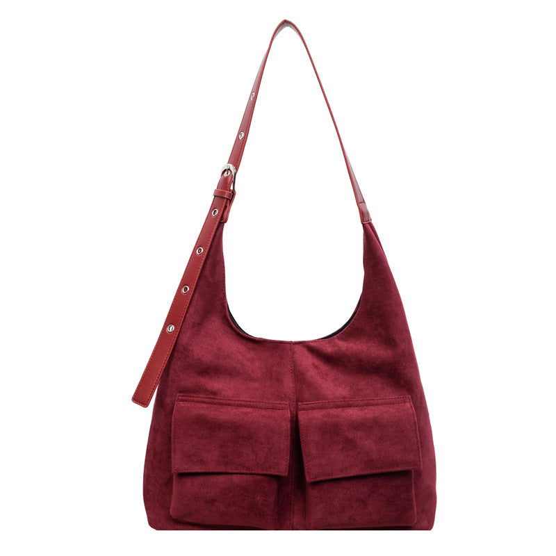 Women's Suede Underarm Versatile Retro One Large Capacity Women's Shoulder Bag