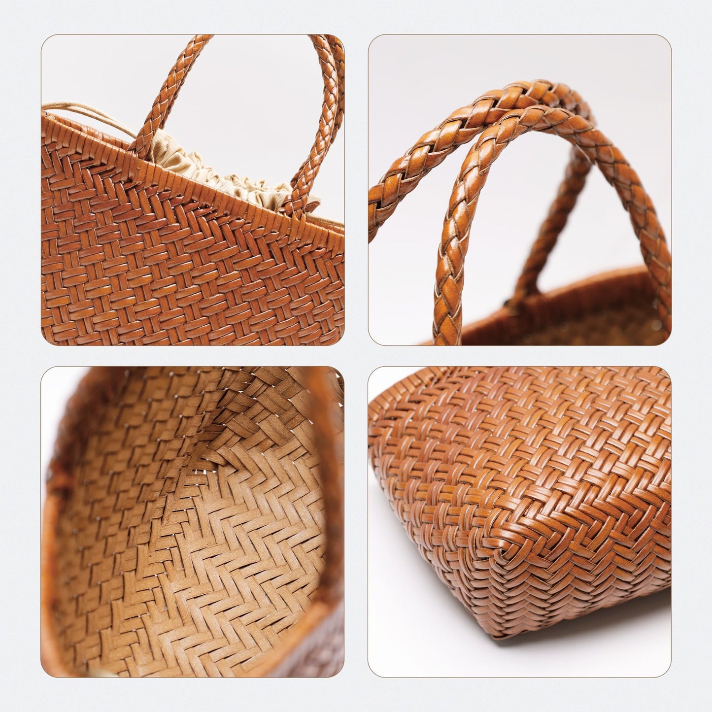 French Style Vegetable Basket Leather Woven Bags