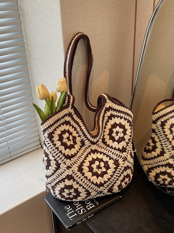 Ethnic Style Crocheted Woven Literary Lazy Large Bags