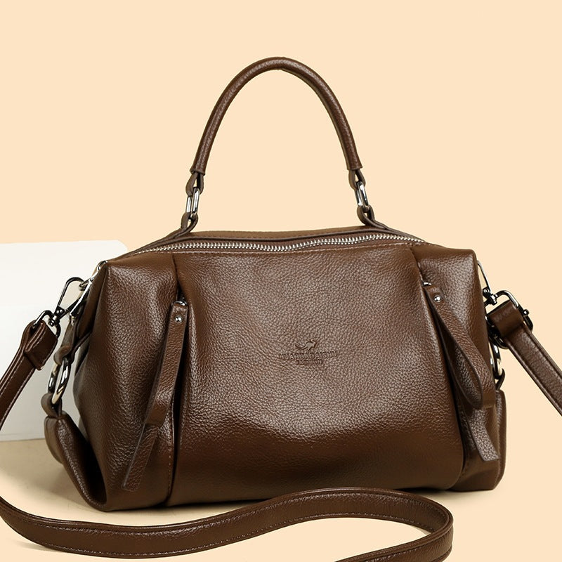 Portable Soft Leather Female Large Capacity Retro Women's Handbag
