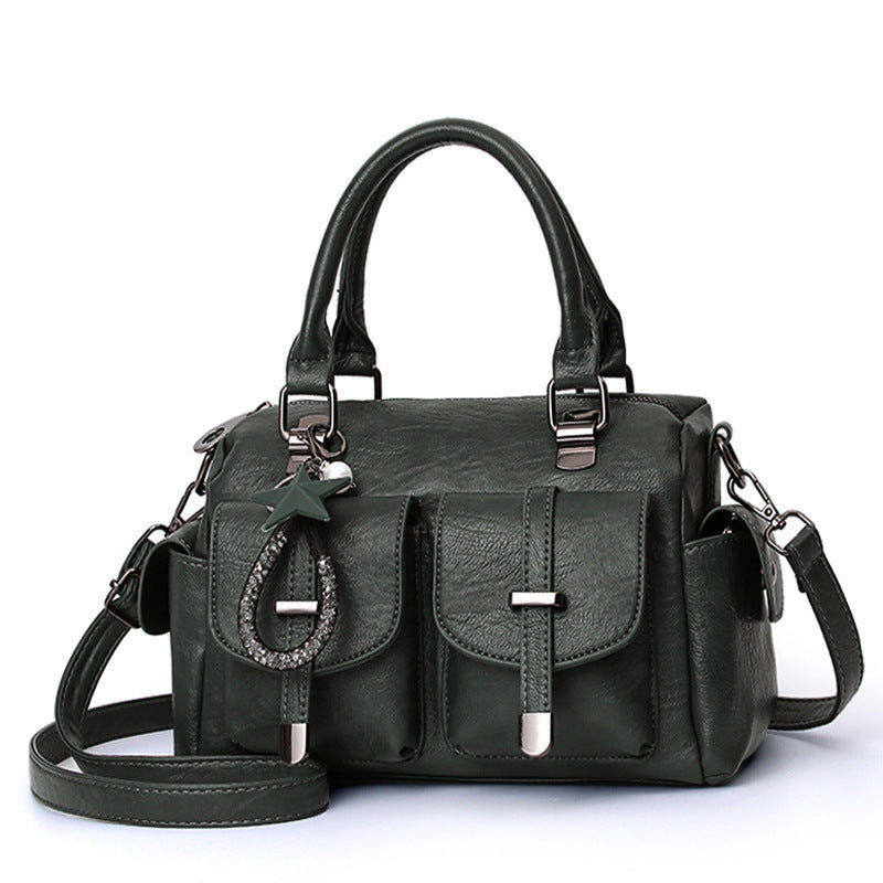 Solid Color Simple Authentic Leather Tactile Feel Tassel Bags