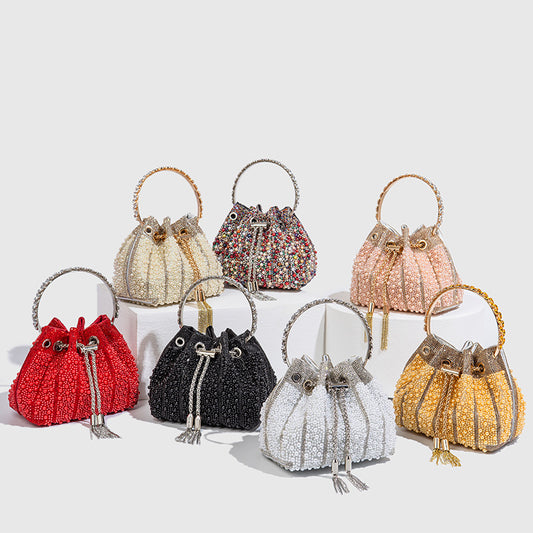 Women's Gradient Color Full Diamond Tassel Dinner Bag