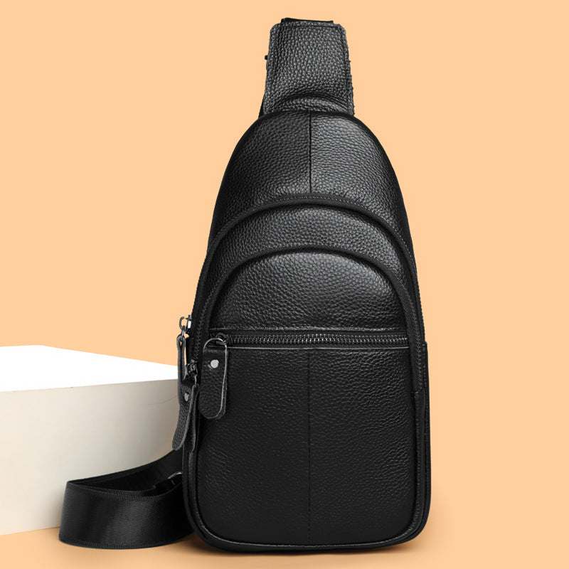 Men's Leather Retro Easy Matching First Layer Soft Men's Chest Bag