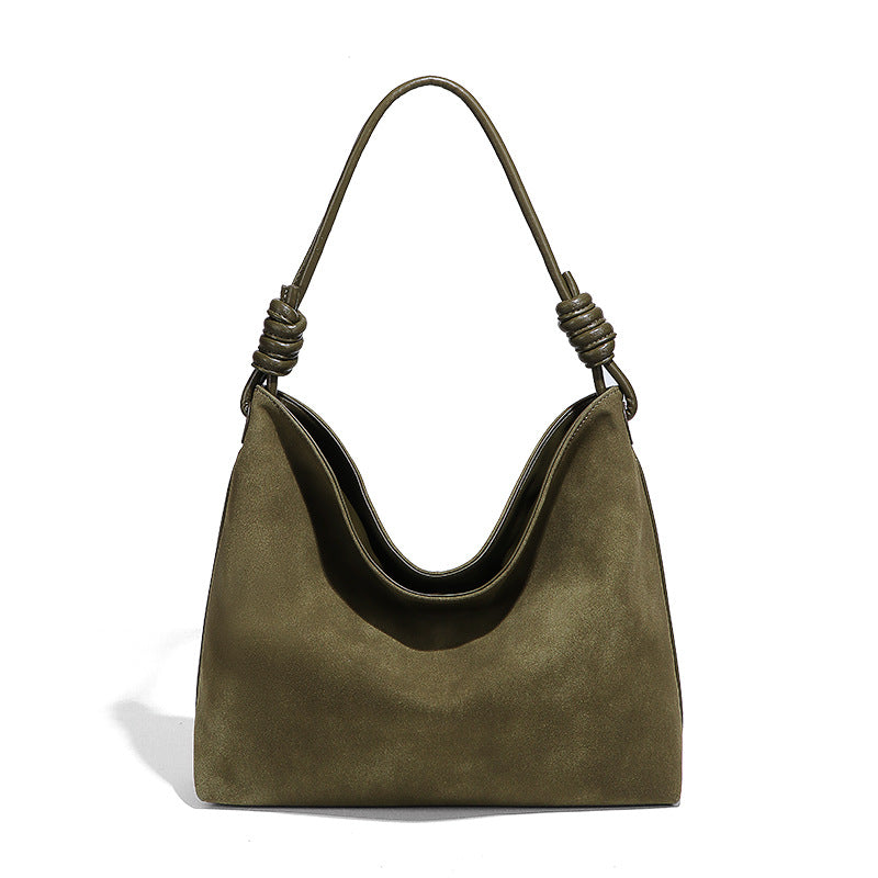 Underarm Knotted Strap Large Capacity Soft Tote Bag