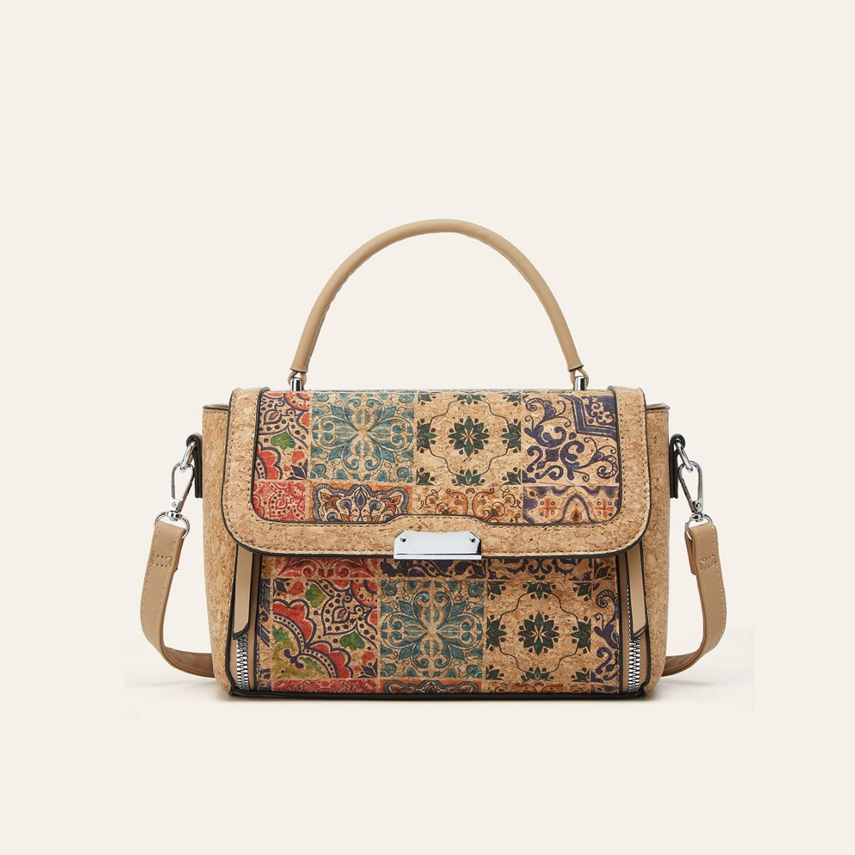 Women's Cork Bark Portable Ethnic Style Printing Women's Handbag