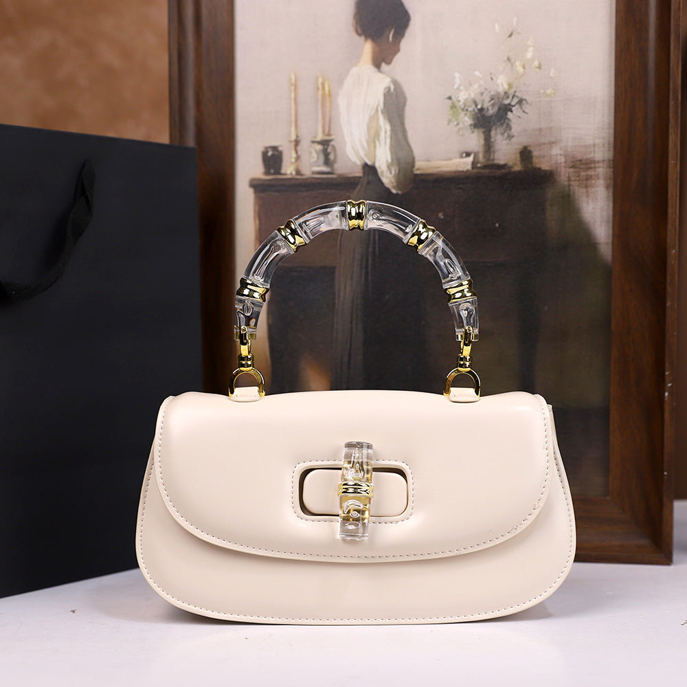 Hand Holding Saddle Bamboo Joint Design Women's Handbag