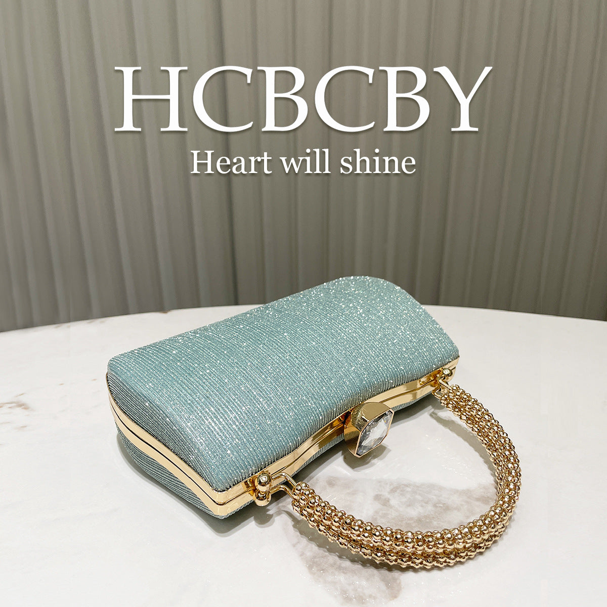Women's Mint Green Simple Elegant Flash Striped Box Bags