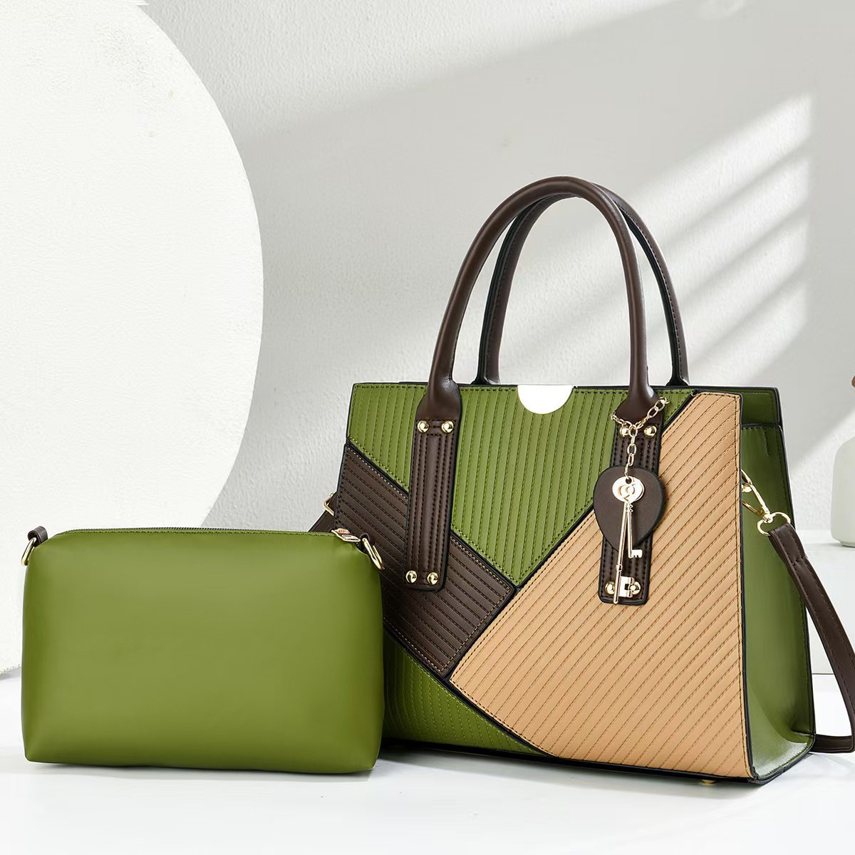 Color Matching Portable Large Capacity Combination Two-piece Set Women's Shoulder Bag