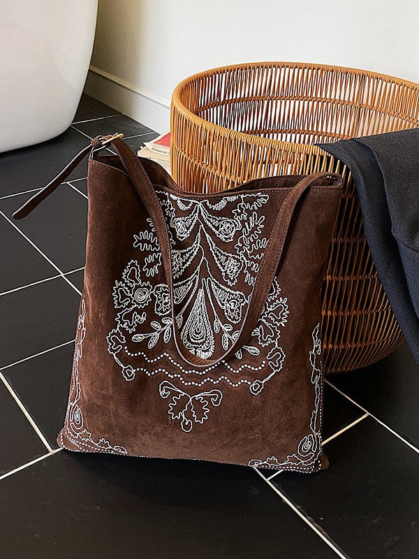 Chinese Style National Frosted Embroidered Commuter Women's Shoulder Bag