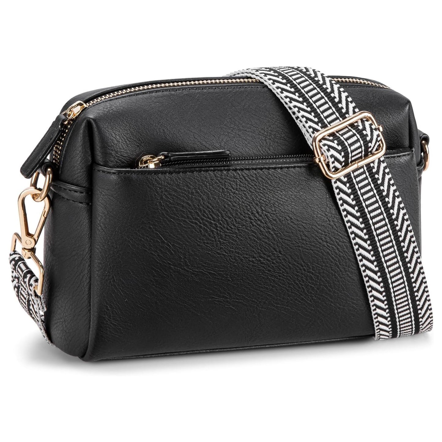 Women's Triple Zipper Mobile Leather Strap Color Women's Shoulder Bag