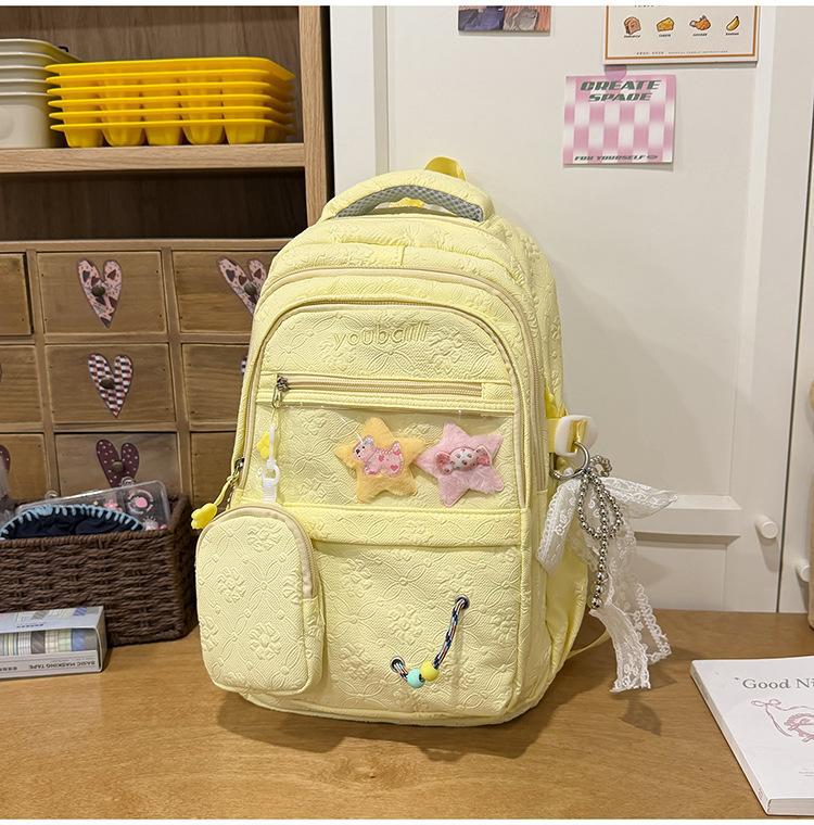 Gentle Candy Color Texture Junior Lightweight Commuter Leisure Backpack