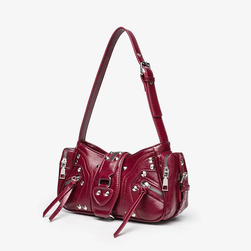 Women's Design Underarm Leopard Print Motorcycle Women's Shoulder Bag
