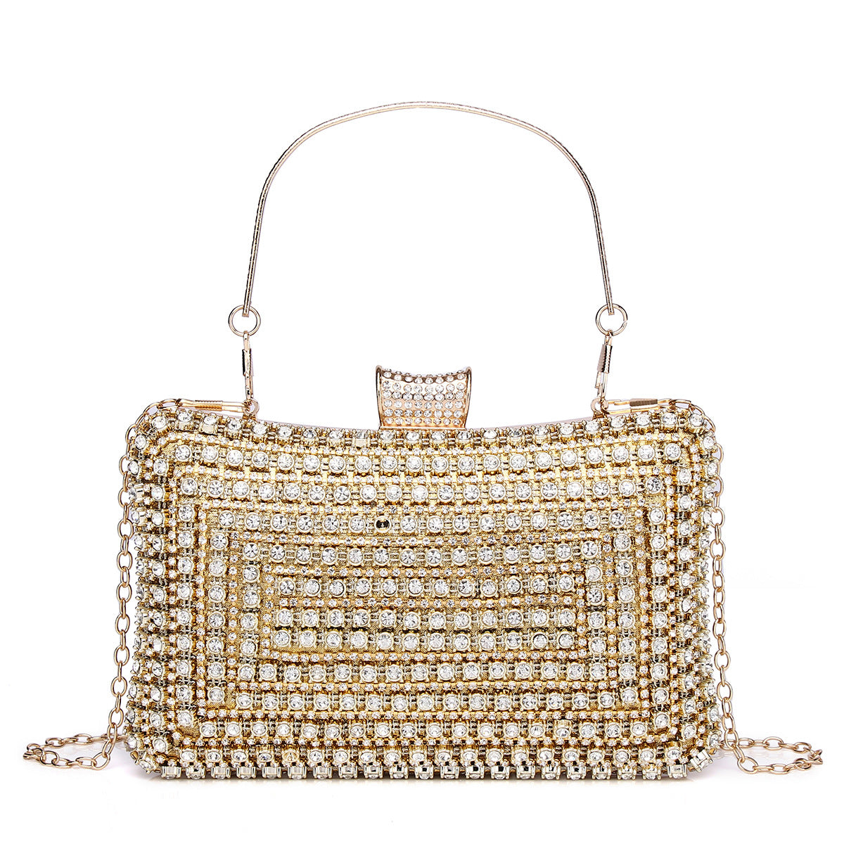 Women's Light Luxury Dress With Fashionable Golden Handbags