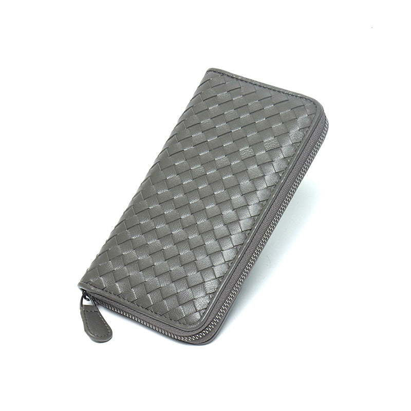 Women's & Men's Leather Korean Style Hand-woven Sheepskin Long Purses