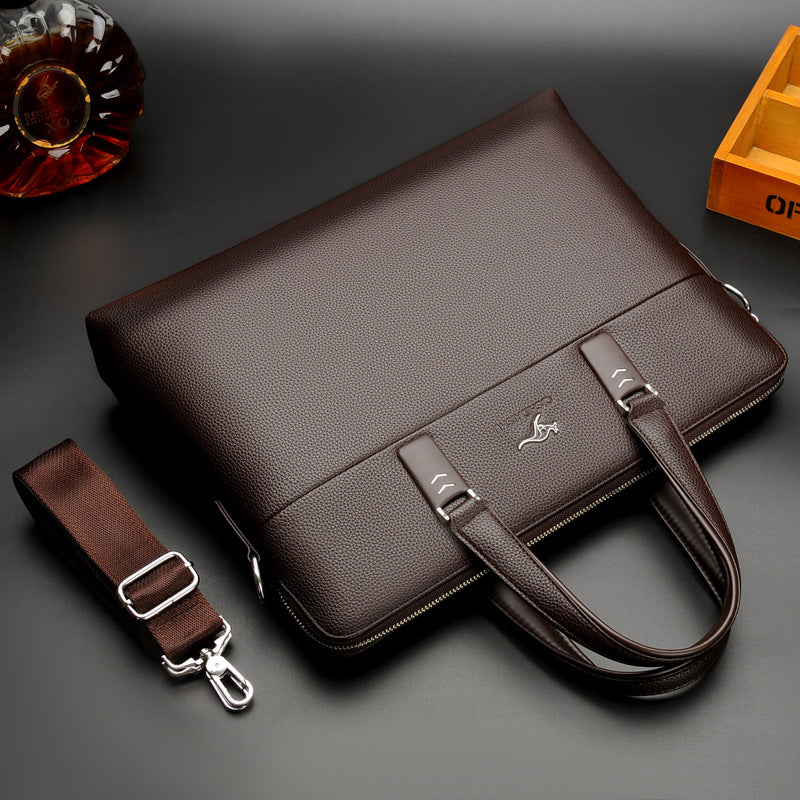 Men's Horizontal Business Leather Light Luxury Men's Briefcase