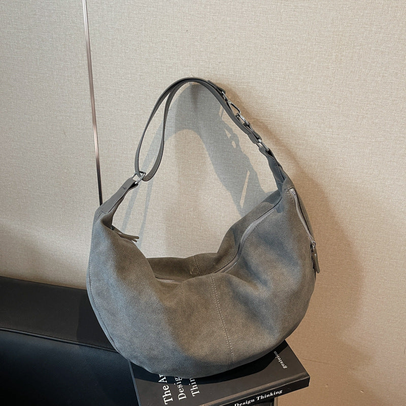 Women's Suede Saddle Fashionable Retro Large Capacity Bags