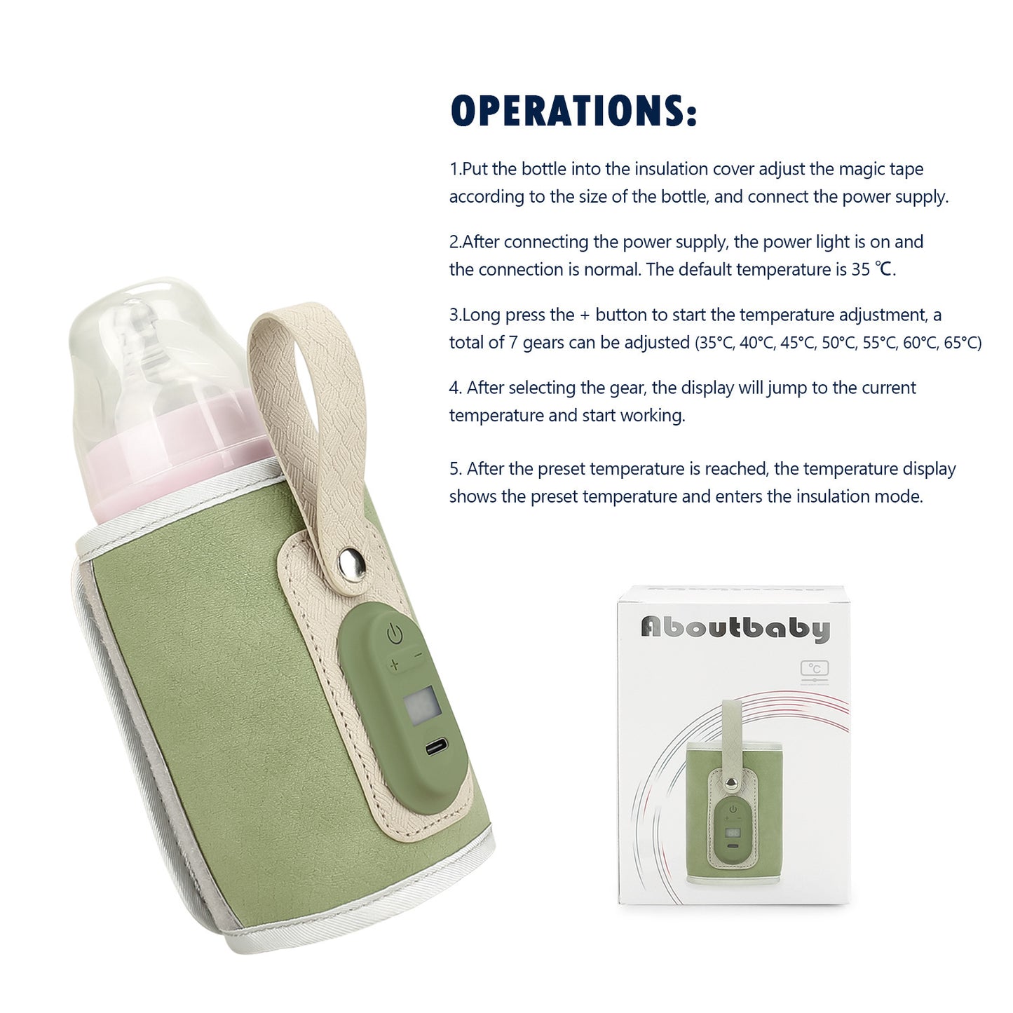Portable Milk Bottle Heating Cover Charging Constant Temperature Feeding Mummy Bag