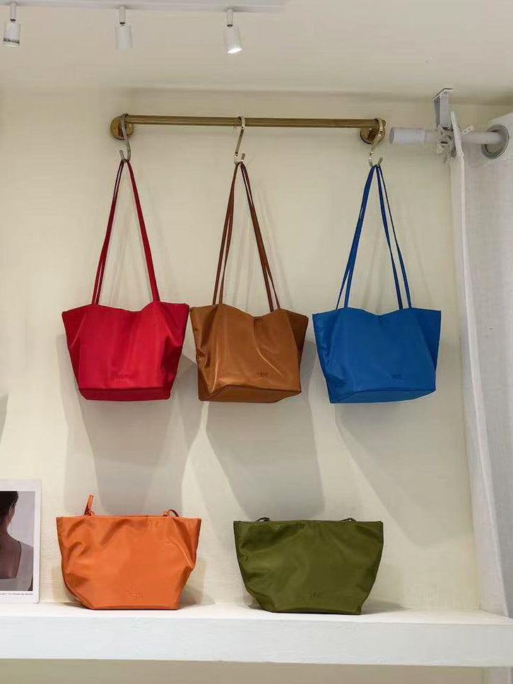 Women's Korean Nylon Basket Lightweight Commuter Large Capacity Tote Bag