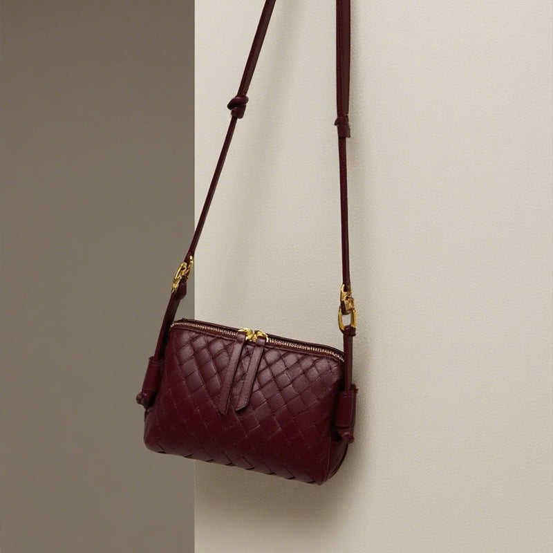 Women's Handmade Cowhide Woven Underarm Fashion Bags