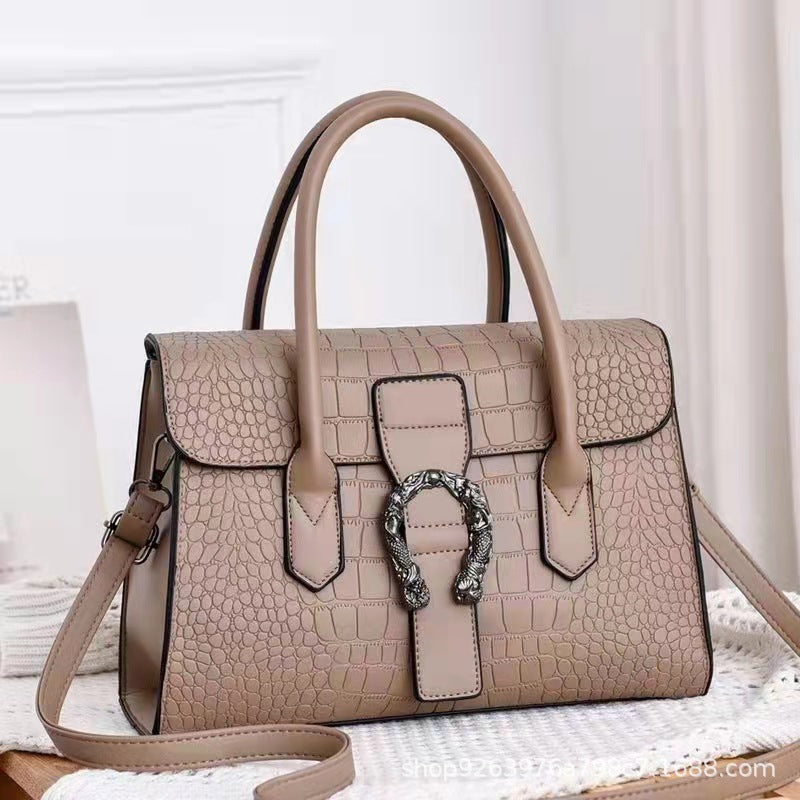 Elegant Women's Fashion Crocodile Pattern Big Women's Handbag