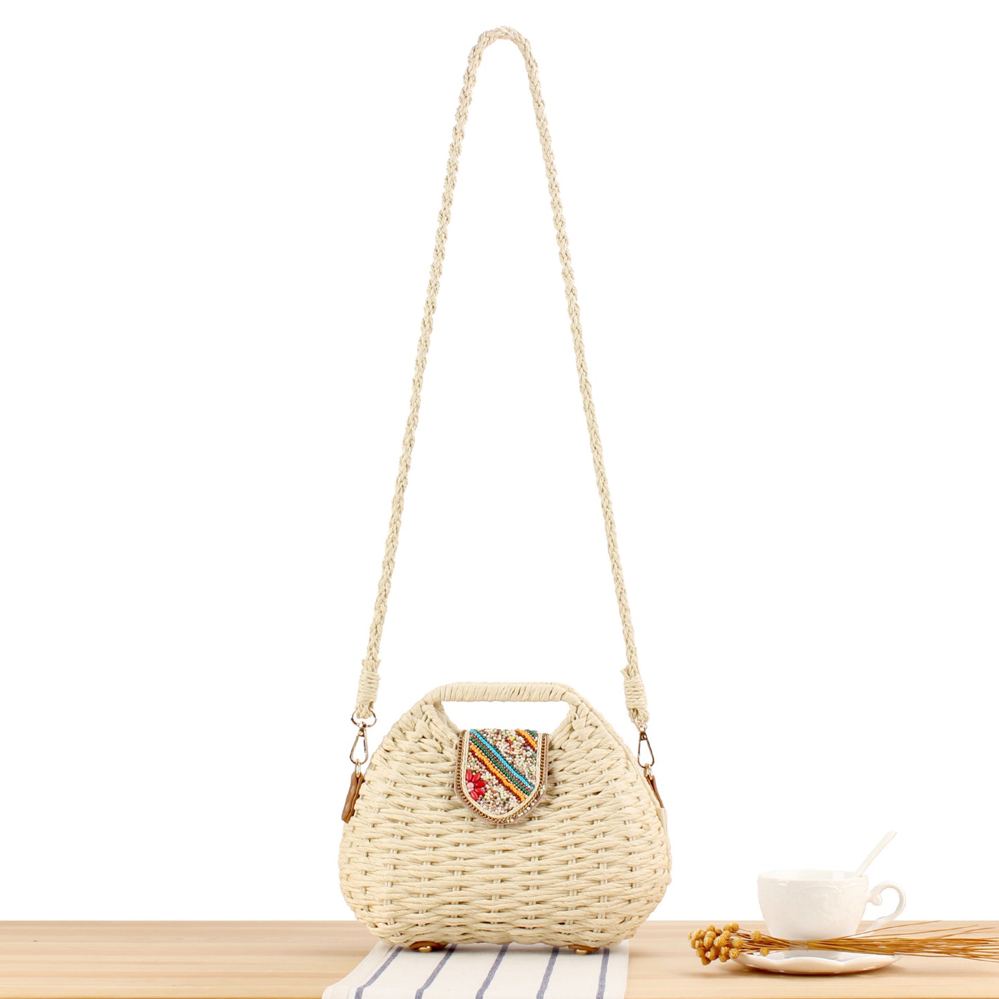 Women's Colorful Cover Fashion Woven Seaside Vacation Daily Women's Messenger Bag