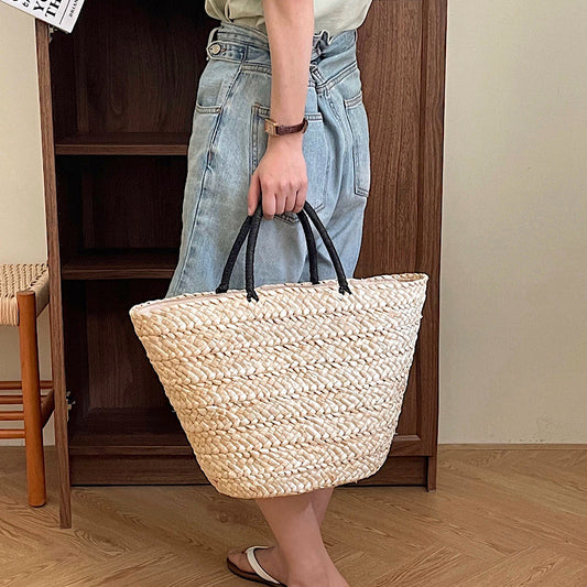 Vacation Style Hand-woven Portable Vegetable Basket Simple Women's Shoulder Bag