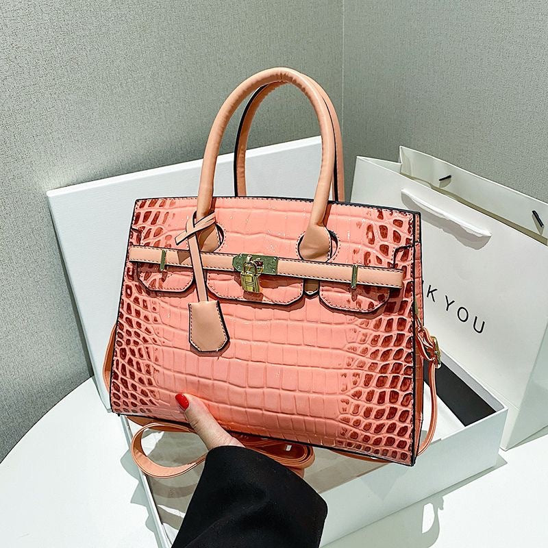 Women's Pattern Bright Leather Platinum Large Capacity Women's Handbag