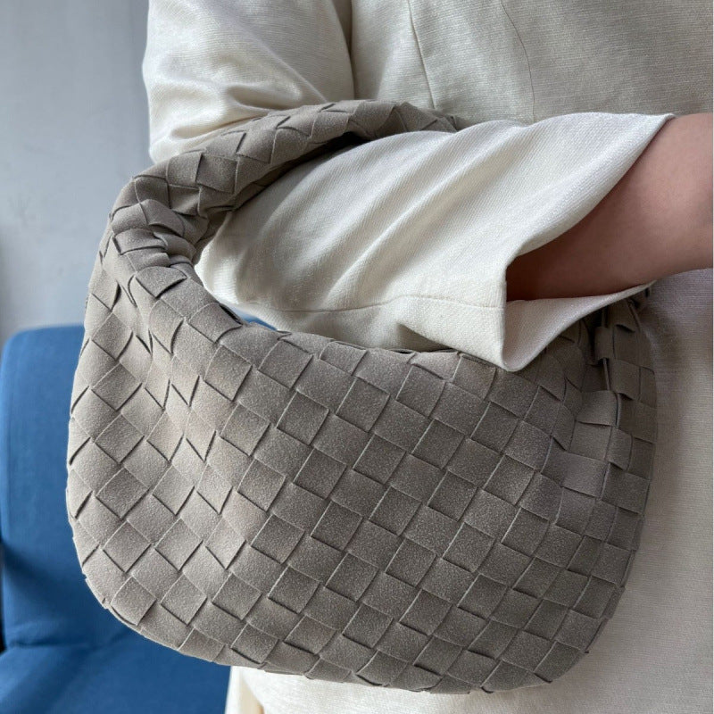 Women's Handmade Frosted Woven Croissant Fashion Women's Shoulder Bag