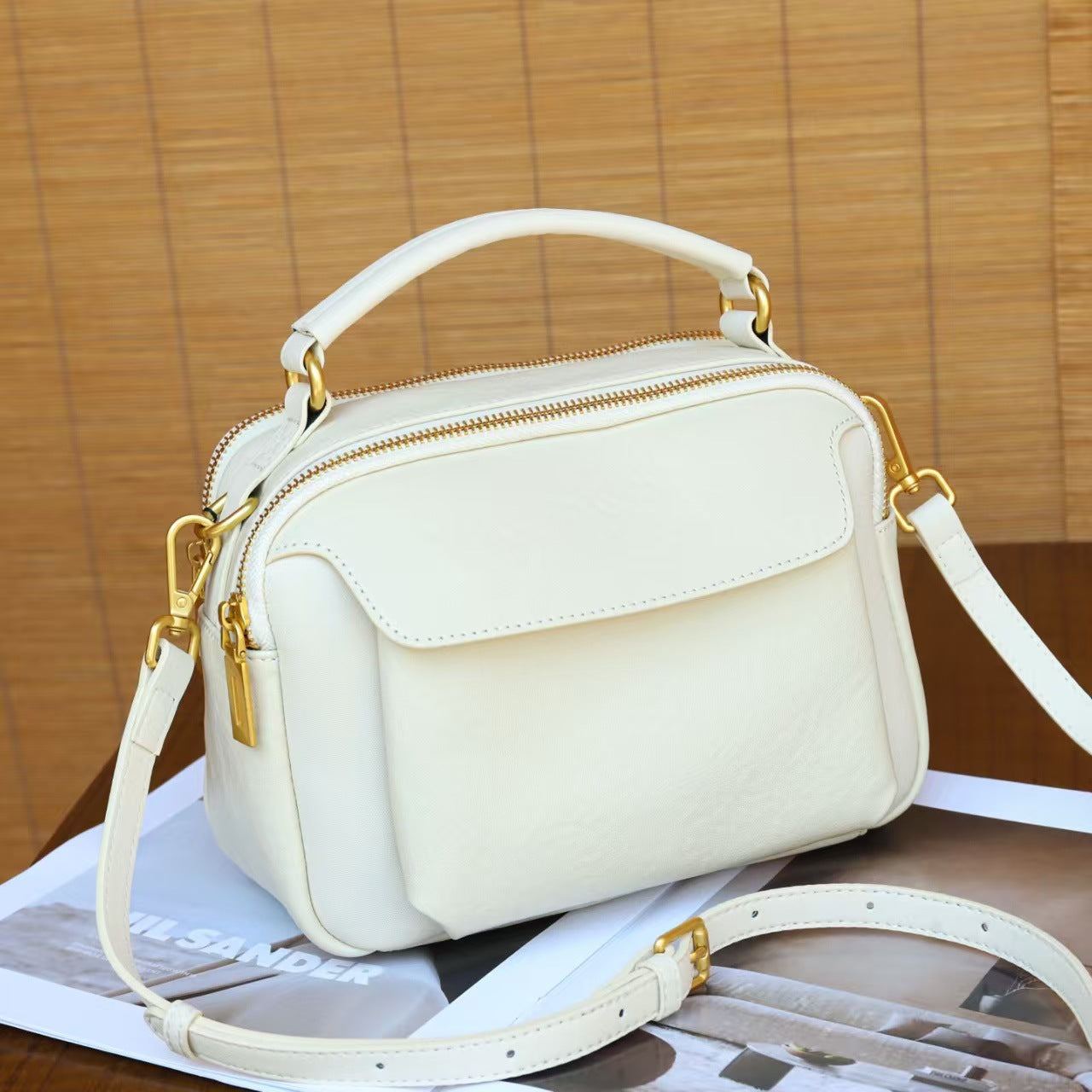 Women's Boston Vintage Top Layer Crystal Vegetable Women's Messenger Bag