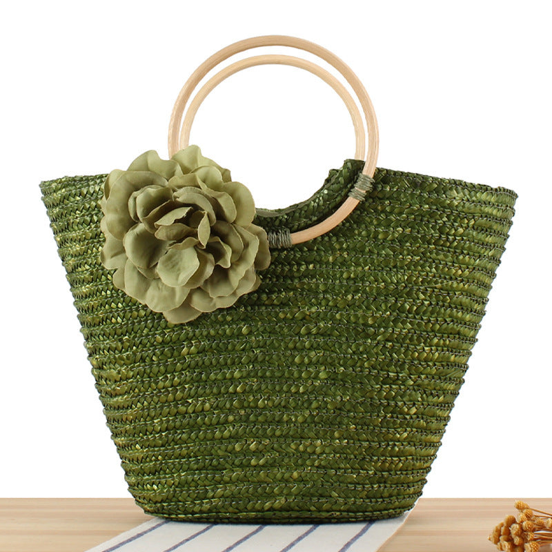 Rattan Straw Hand-woven Seaside Vacation Graphy Handle