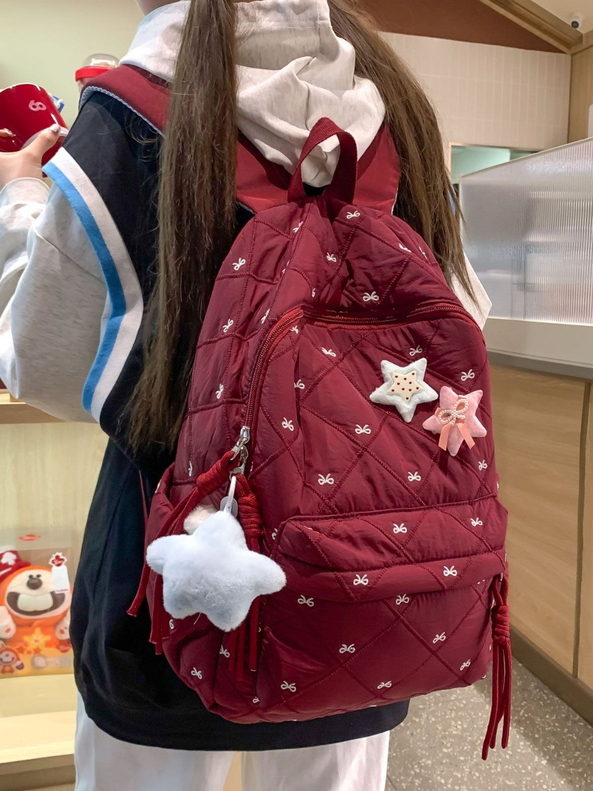 Junior High Good-looking Cotton Clothes Bow Backpacks