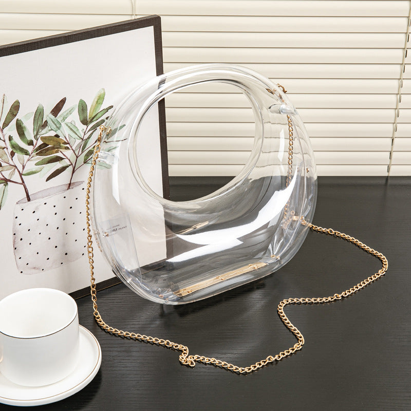 Cool Crescent Gold Sier Makeup Acrylic Dinner Bag