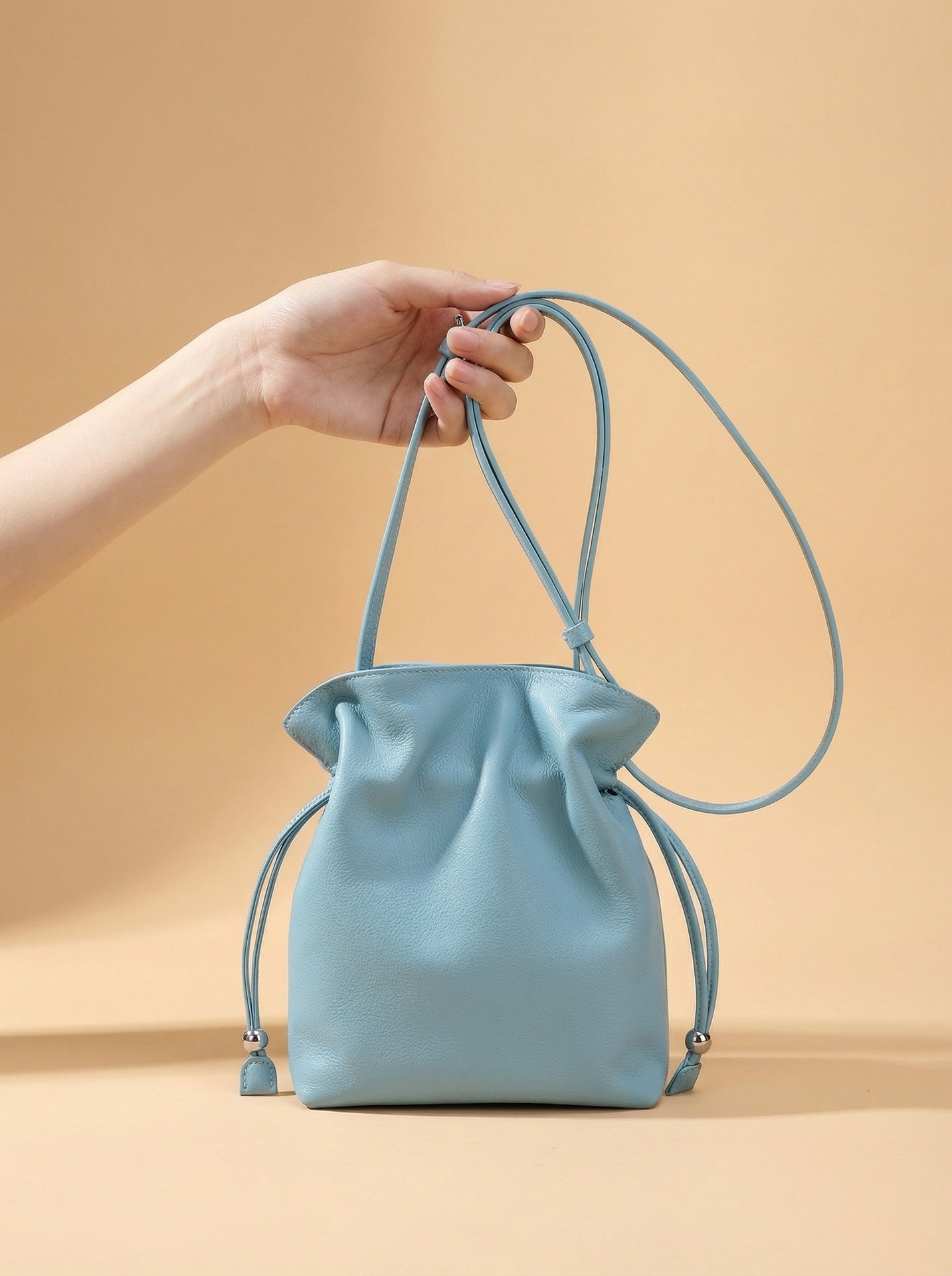 Early Spring Solid Color Genuine Geometric Exquisite Women's Leather Bag