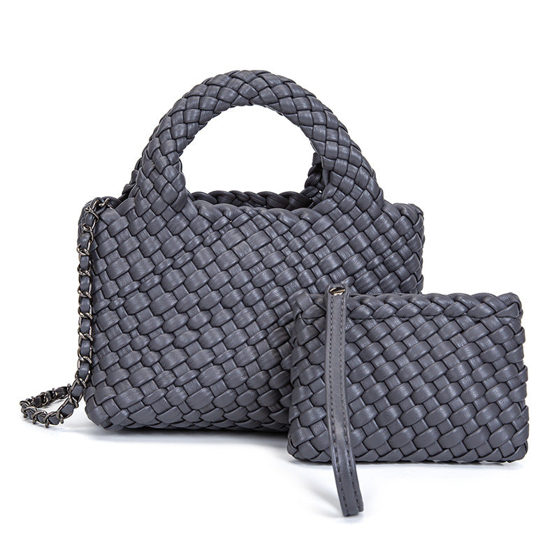 Hand-woven Leather Fashion Vegetable Basket Son Mother Women's Messenger Bag