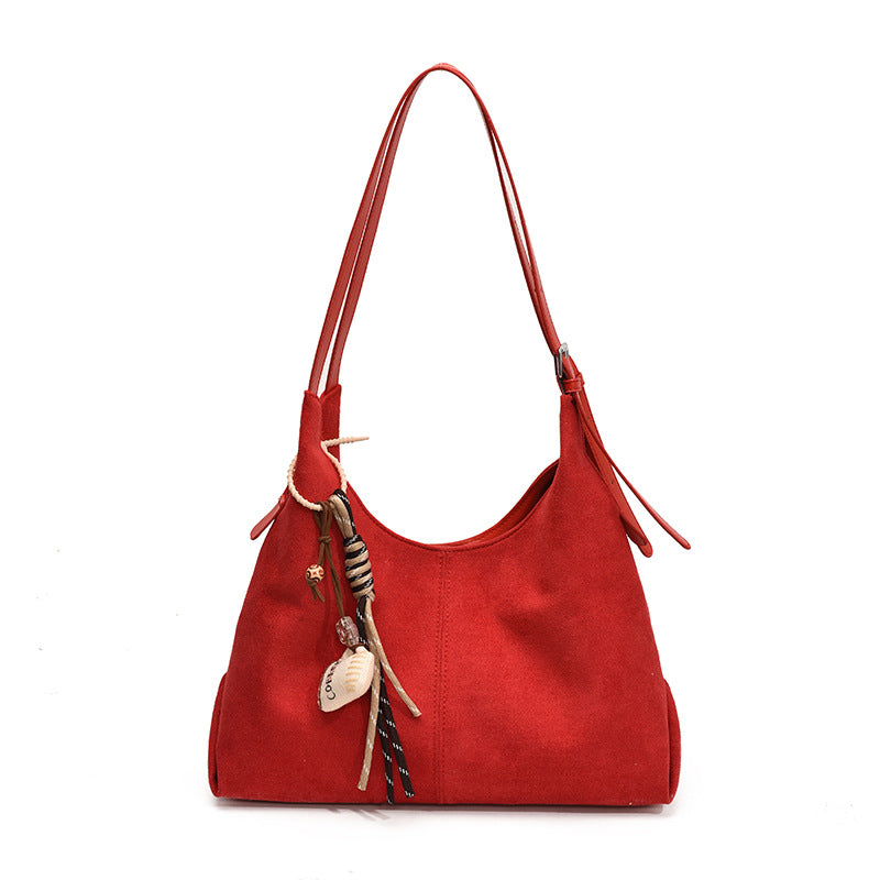 Women's Deerskin Veet Fashion Retro Large Capacity Women's Shoulder Bag