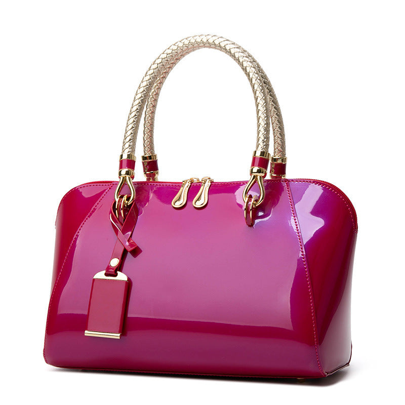 Versatile Women's Patent Leather Glossy Bridal Handbags