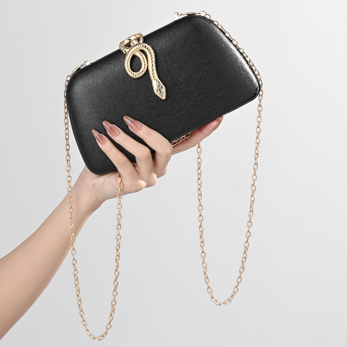 Metal Snake-shaped Design Clutch Dress One Chain Dinner Bag