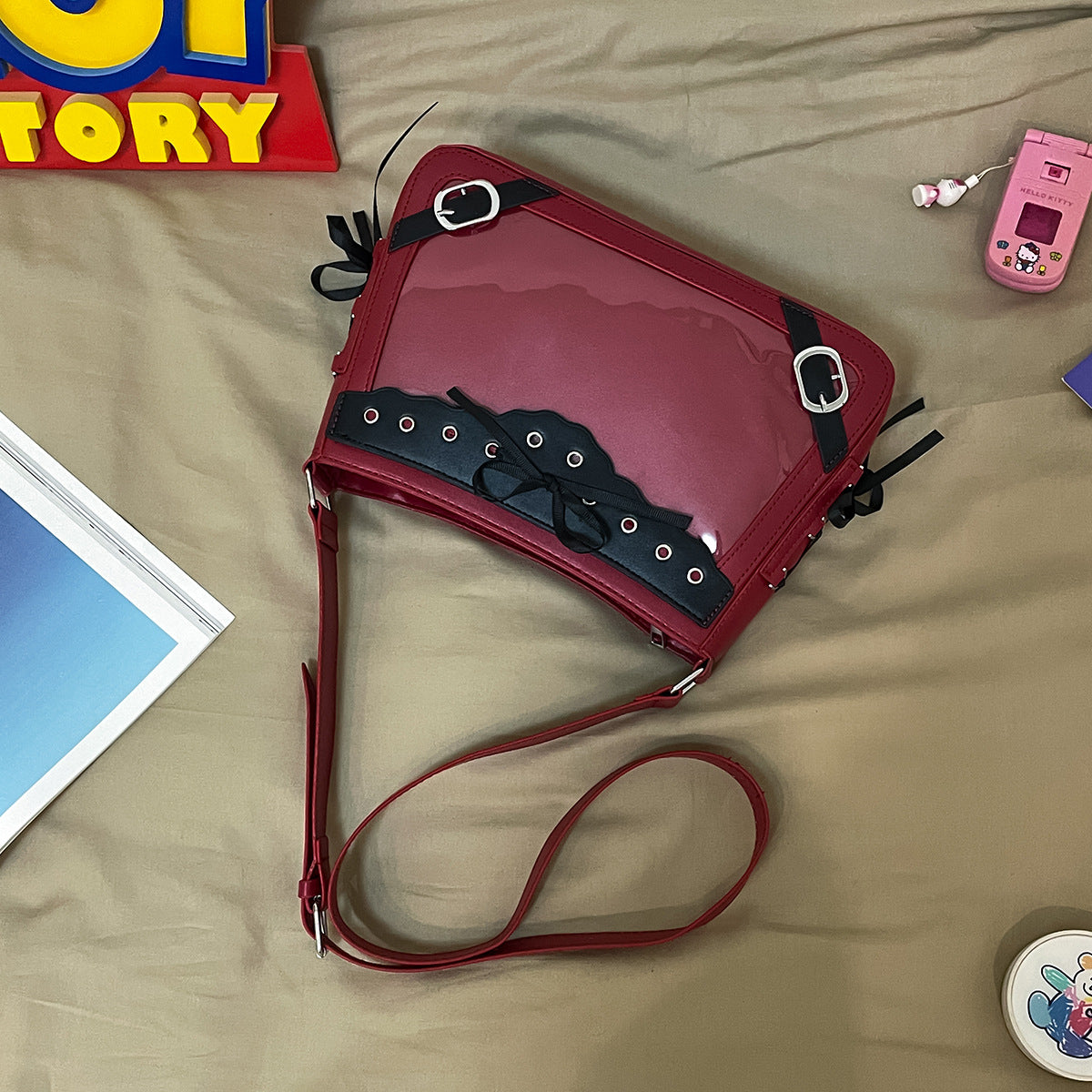 Women's Lace Bow Cartoon Cute Fresh Ribbon Transparent Women's Shoulder Bag