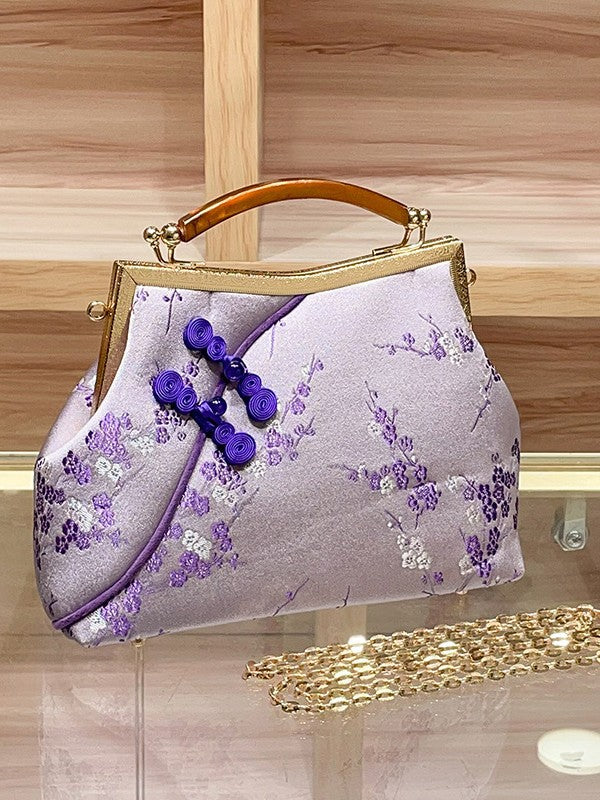 Women's Chinese Satin Pattern Chain National Fashion Coin Purses