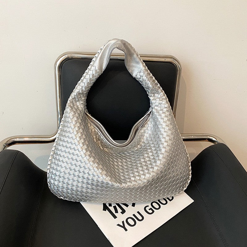 Women's Handmade Woven Large Capacity Korean Style Commute Underarm Bag