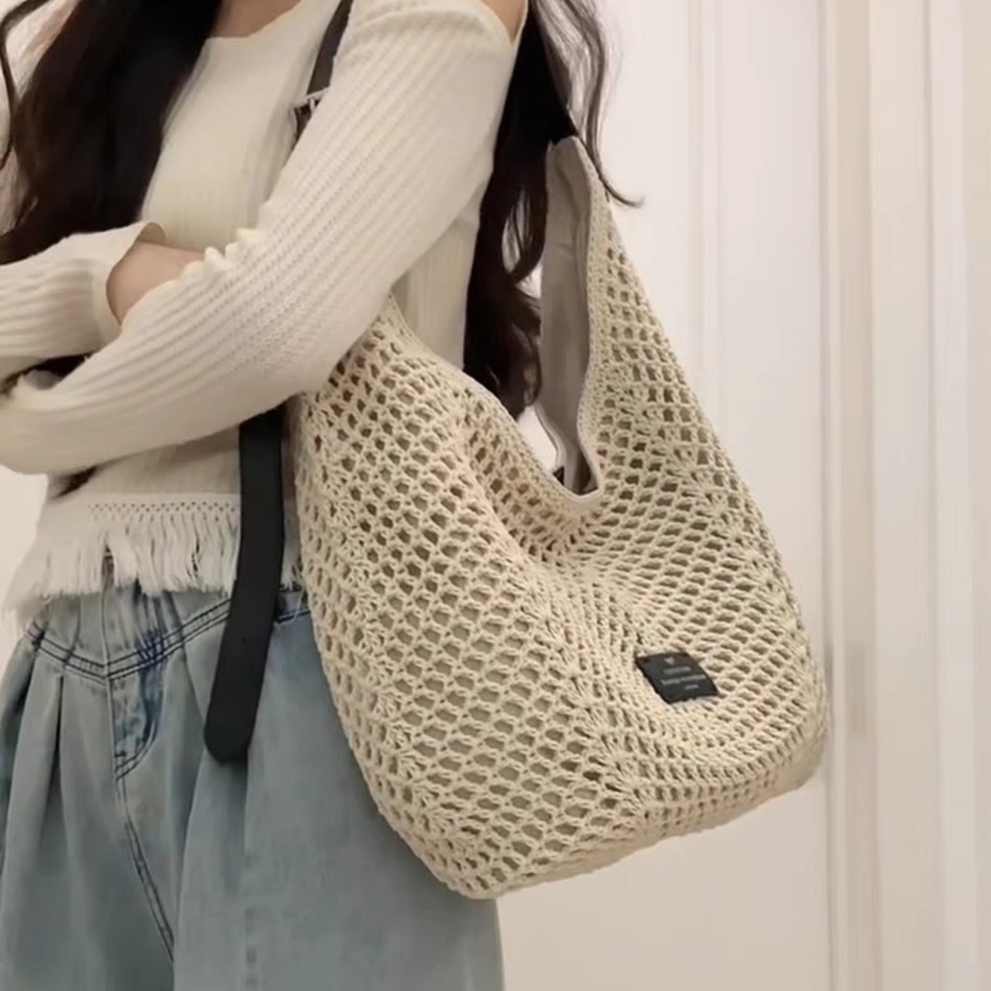 Women's Woven Large Capacity Korean Style Niche Bags
