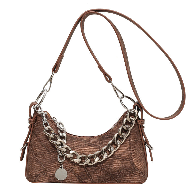 Women's Denim Trendy Simple Underarm Chain Handbags