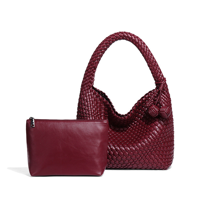 Popular Champagne Gold Woven Large Capacity Tote Bag