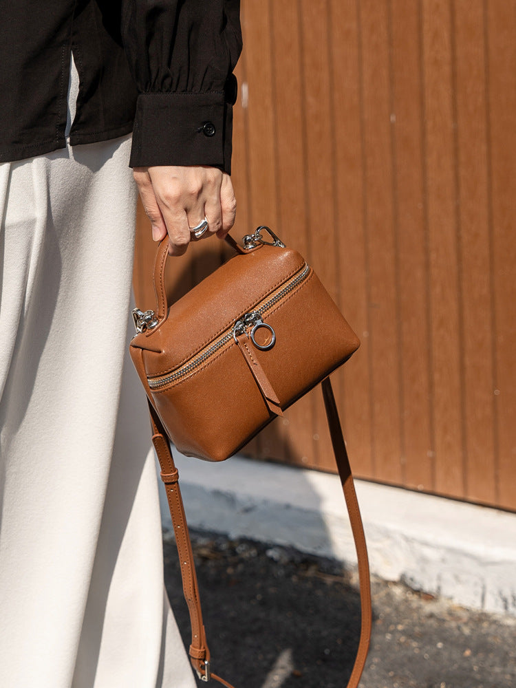 Vegetable Tanning Leather Box Female Niche Women's Messenger Bag
